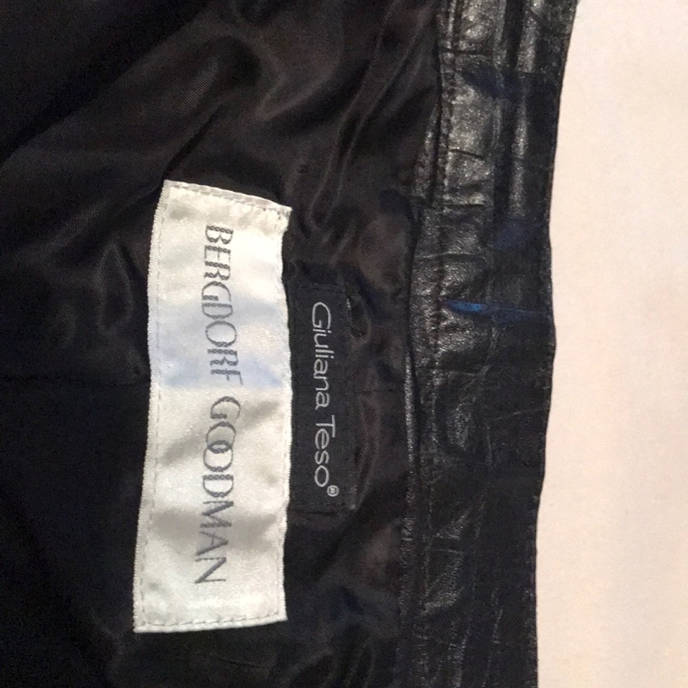 Black Alligator embossed Leather pants